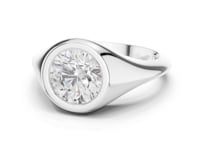 2 Carat Modern Round Cut Lab Grown Diamond Signet Ring