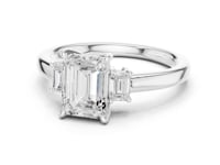1.5 Carat Emerald Cut Lab Grown Diamond Three Stone Engagement Ring
