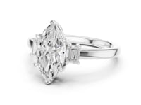 1.5 Carat Marquise Cut Lab Grown Diamond Three Stone Engagement Ring