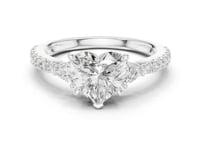 1.5 Carat Ct Heart Shaped Lab Grown Diamond Engagement Ring with Side Stones