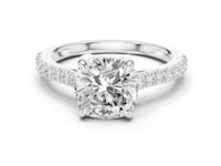 2 Carat Cushion Cut Lab Grown Diamond Pavé Engagement Ring
