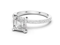 2 Carat Asscher Cut Lab Grown Diamond Pavé Engagement Ring
