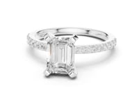 2 Carat Emerald Cut Lab Grown Diamond Pavé Engagement Ring
