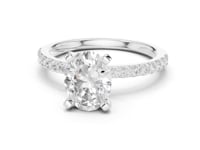 2 Carat Oval Cut Lab Grown Diamond Pavé Engagement Ring