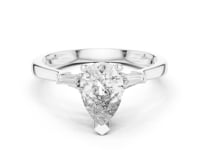 1 Carat Pear-Shaped Lab Grown Diamond Ring with Tapered Side Stones