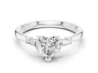 1 Carat Heart-Shaped Diamond Three-Stone Engagement Ring with Tapered Baguettes