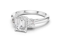 1.5 Carat Elegant Emerald Cut Diamond Three Stone Ring