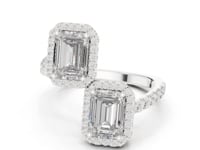 2 Carat Emerald Shaped Center Diamond Ring with Halo Design