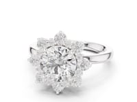 2 Carat Round Cut Diamond Floral Halo Engagement Ring