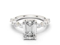 3 Carat Emerald Cut Center Diamond Ring with Marquise Accent Stones