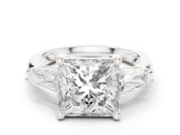 4 Carat Princess Cut Center Diamond with Tapered Side Stones
