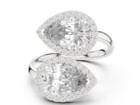 4 Carat Double Pear halo open-style diamond ring