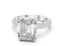 5 Carat Emerald Cut Diamond Engagement Ring with Pavé Band