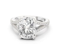 5 Carat Cushion Cut Diamond Engagement Ring with Split Shank Pavé Band
