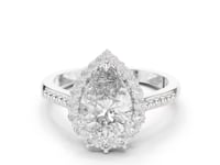 2 Carat Elegant Pear-Cut Diamond Halo Engagement Ring with Beaded Band