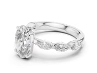 2 Carat Elegant Oval-Cut Diamond Ring with Marquise Side Accents
