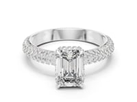 2 Carat Luxury Emerald-Cut Diamond Engagement Ring with Pavé-Set Band