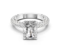 4 Carat Radiant Cut Lab Grown Diamond Engagement Ring with Double Pavé Band