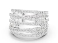 Multi-Row Pavé Lab Grown Diamond Criss Cross Wide Band Ring