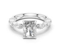 2 Carat Radiant Cut Lab Grown Diamond Engagement Ring with Marquise Side Stones