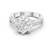 1.5 Carat Round Brilliant Solitaire Diamond Ring with Pavé Band