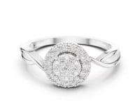 Round Diamond Halo Ring with Twisted Band