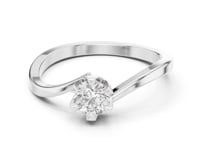0.30 Carat Round Cut Diamond Engagement Ring with Modern Bypass Band