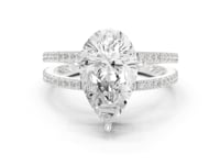 3 Carat Pear Cut Lab Grown Diamond Engagement Ring with Pavé Band