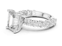 4 Carat Emerald Cut Solitaire Lab Grown Diamond Ring with Pavé Shank