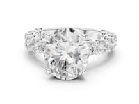 4 Carat Oval Cut Lab Grown Diamond Engagement Ring with Pavé Band