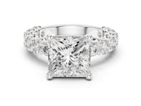 4 Carat Princess Shape Lab Grown Diamond Ring with Side Diamonds