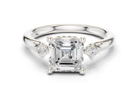 2 Carat Asscher Cut Diamond Ring with Round Side Diamonds  Elegant Engagement Ring