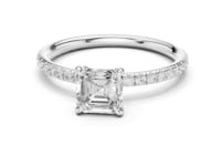 1 Carat Asscher Cut Lab Grown Diamond Engagement Ring with Pavé Band
