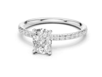 1 Carat Cushion Cut Diamond Engagement Ring with Pavé Side Diamonds