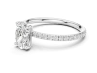 1 Carat Oval Cut Lab Grown Diamond Engagement Ring with Pavé Band