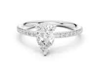 1 Carat Pear Shape Diamond Engagement Ring with Pavé Side Diamonds