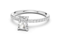 1 Carat Radiant Cut Lab Grown Diamond Engagement Ring with Pavé Band