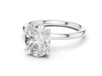 2 Carat Oval Shape Diamond Solitaire Engagement Ring with Plain Band