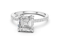 2.5 Carat Square Asscher Cut Lab Grown Diamond Ring with Pavé Setting