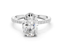 2.5 Carat Oval Shape Lab Grown Diamond Engagement Ring with Pavé Band