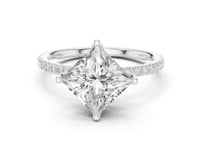 2.5 Carat Princess Cut Lab Grown Diamond Pavé Engagement Ring
