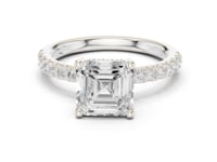 2 Carat Asscher Cut Lab Grown Diamond Pavé Engagement Ring