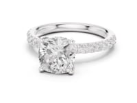 2 Carat Cushion Shape Lab Diamond Pavé Solitaire Engagement Ring