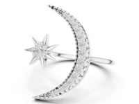 Celestial Moon and Star Lab Grown Diamond Statement Ring