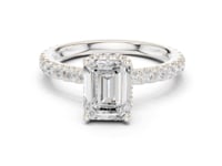 1.5 Carat Elegant Emerald Cut Lab Grown Diamond Ring with Side Diamond Accents