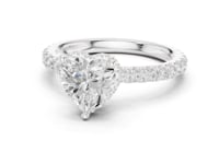 1.5 Carat Heart Shape Lab Grown Diamond Engagement Ring with Pavé Side Stones