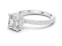 1.5 Carat Asscher Cut Lab Grown Diamond Engagement Ring with Pavé Band
