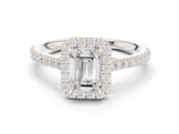 1 Carat Emerald Cut Lab Grown Diamond Halo Engagement Ring