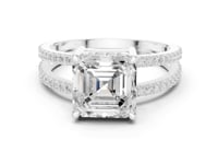 3 Carat Asscher Cut Lab Grown Diamond Solitaire Engagement Ring
